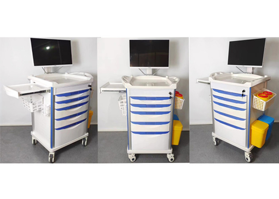 Hospital Mobile Cart Trolley Red 4Wheel Heavy Duty