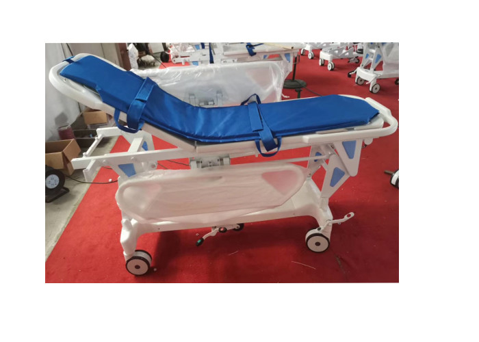 Height Adjustable Hospital Emergency Trolley With Backrest And IV Pole